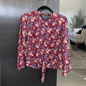 Madewell burgundy floral long sleeve top